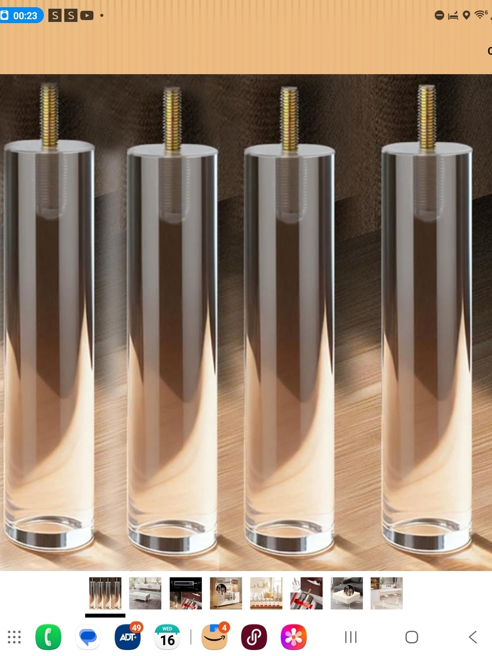 Clear Acrylic Furniture Legs — Set of 4